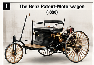 The Benz Patent-Motorwagen, developed by Karl Benz and patented in 1886, is widely regarded as the first practical gasoline-powered automobile.