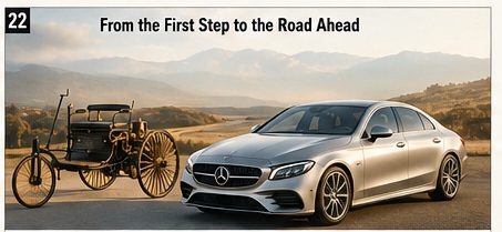 The Benz Patent-Motorwagen and a modern automobile represent more than a century of development from a simple gasoline-powered machine to a sophisticated modern vehicle.