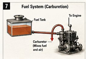 Diagram showing how fuel and air were supplied to the early Benz engine before combustion produced power to move the vehicle
