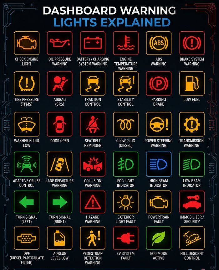 Dashboard Warning Lights and troubleshooting Explained by Xinhengauto.com